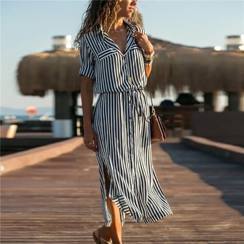 YMIGN Fashion Long Maxi Dress Women Boho Striped Dresses Evening Party Dress Long Sleeve Dresses Casuual Woman Clothes