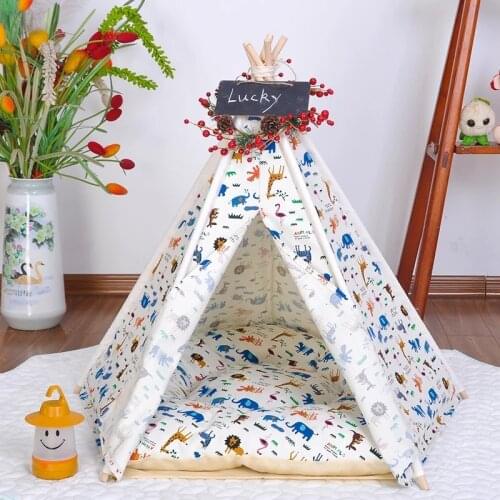 Soft Warm Comfortable Pet Tent Cat Kennel Removable And Washable Cotton Canvas Four Seasons Universal Dog House Pet Supplies