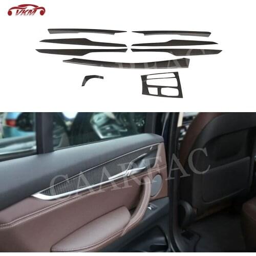 Dry Carbon Fiber Center Console Gear Shift Panel Trim Door Handle Trim Stripe Covers For BMW X5 F15 X6 F16 2015-2019