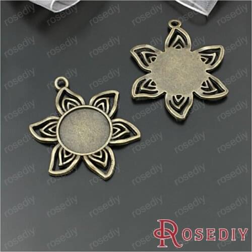 Wholesale 36*32mm Inside 16mm Antique Bronze Sun Flower Round Alloy Cameo Settings Pendants Diy Jewelry Findings 20 pcs(JM5942)