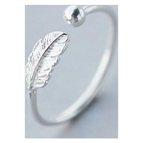 Simple Silver Color Leaf Rings for Women Fashion Statement Jewelry Adjustable Finger Ring Girls Gifts