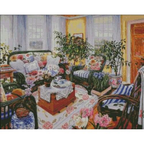 Romantic Cozy Home - Sofa Chair Arts Needlework Embroidery DIY Cross Stitch Kits Crafts 14CT Unprinted Home Decor Handmade