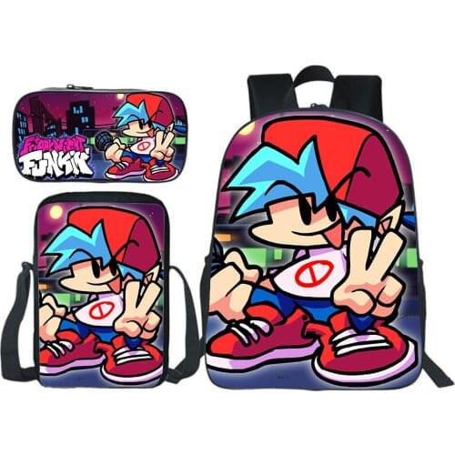 Game Friday Night Funkin Backpack 3D Print Anime 3 Pcs/Set School Bag Pencil Case Shoulder Bag Men Book Bag Harajuku Rucksack