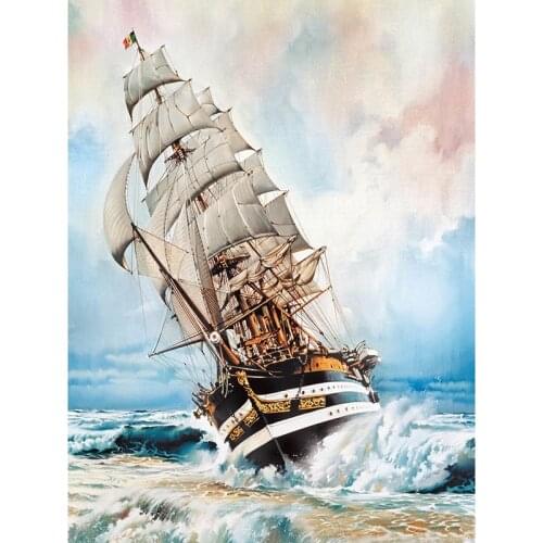 DIY Diamond 5D Scenery Diamond Painting Ship On Sea Diamond Mosaic Home Decor Diamonds Embroidery wedding