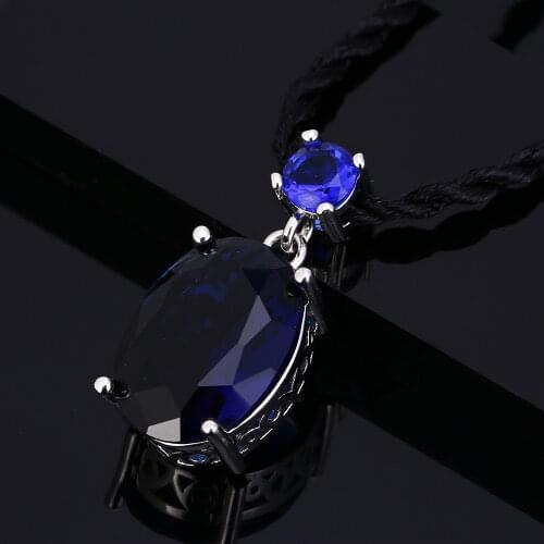 Silver Pendant Black Round Buckle Necklace AAAAA Multi-Color Zircon Pendant Party Gift Party Anniversary Wholesale