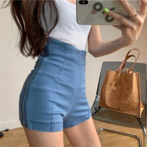 Micro shorts Retro high waist side zipper stretchy denim shorts summer 2020 new slim women skinny jeans sexy short trousers