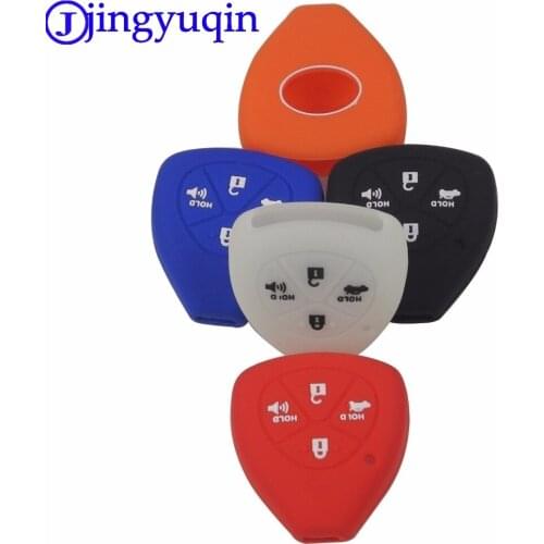 Jingyuqin Remote 4 Btn Silicone Key Cover Case For Toyota Corolla Hilux Vitz Rav4 Aqua Camry Highlander Land Cruiser Pardo Prius