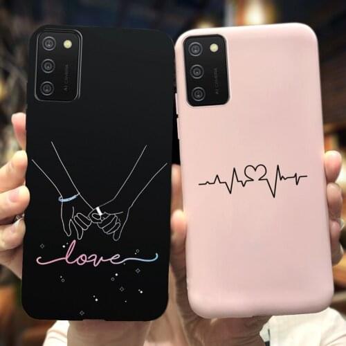 For Samsung Galaxy A02S A025F Case Silicone Cute Couple Love Heart Painted Soft Back Cover For Samsung A02S A03S A 02S Phone Bag
