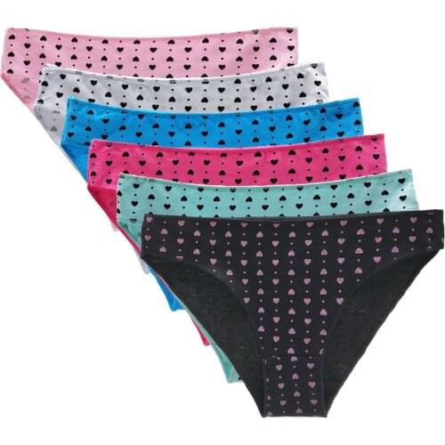 12 Pcs/Set Cotton Panties Female Underpants Sexy Women Underwear Soft Lingerie Briefs Hearted Printed Pantys ropa mujer