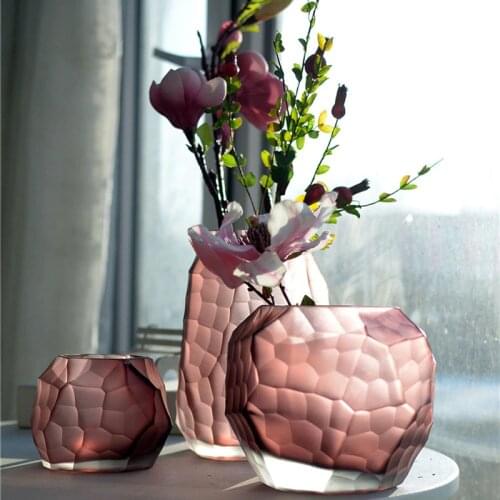 Vase Manual grinding carved Modern StyleTabletop Flower vase Geometric wedding vases
