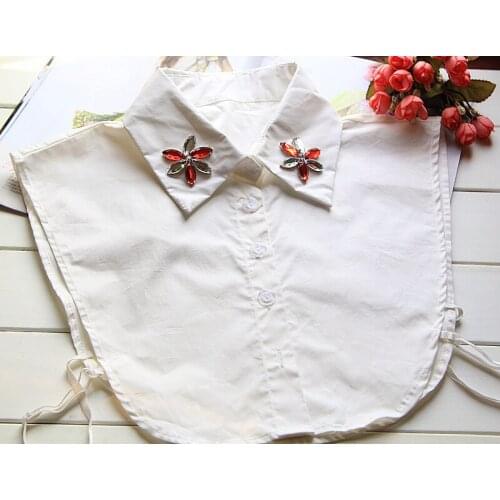 Spring and summer chiffon shirt collar retro clover section shirt embroidered false models Cotton black and white false collar