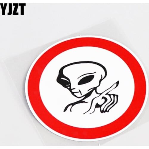 YJZT 10CM*10CM Interesting Alien Warning Mark Car Sticker Decal PVC 13-0841