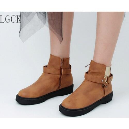 Plus Size 34-43 New Women Casual Shoes High Quality Ankle Boot Fashion Short Plush Spring Waterproof Autumn Woman Martin Boots