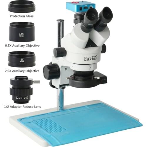 1080P 38MP 2K HDMI USB C Mount Video Camera 7X 45X 90X Simul Focal Stereo Trinocular Microscope Phone Soldering PCB Repair Tools