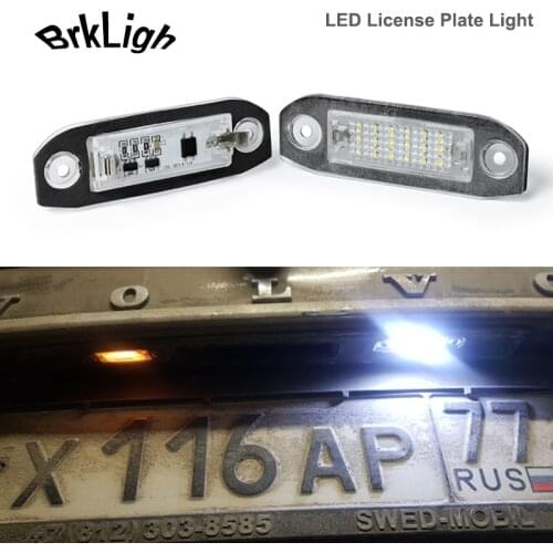 2Pcs For Volov S60 V60 S80 V70 V50 XC60 XC90 XC70 S40 C30 C70 LED White Number License Plate Lights Lamp Canbus Car Accessories