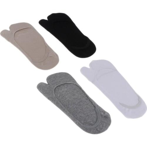 4 Pairs/Set Womens Casual 2 Toe Socks No Show Tabi Socks Non Slip Boat Socks