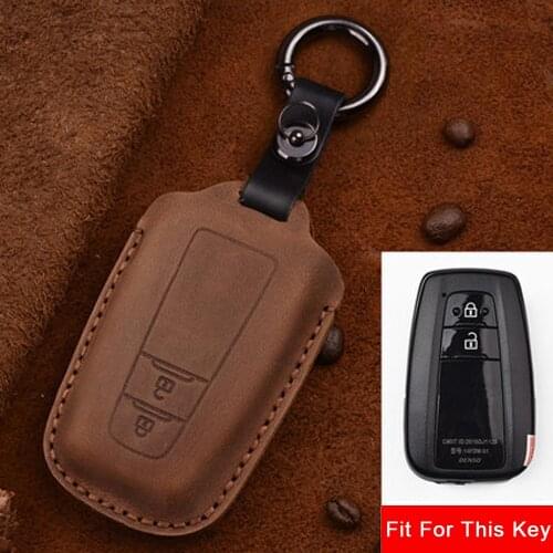Car Leather Remote Key Cover Case Holder For Toyota CHR Prado 2017 2018 Prius Camry Corolla RAV4 2017 2018 2019 2020 Accessories