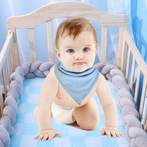 2M 3 Strands Baby Crib Bumper Knotted Braided Cotton Bumper Handmade Soft Pillow Pad Cushion Protector Cradle Decor Newborn Gift