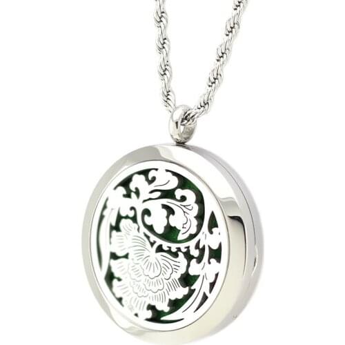 Not include chain Stainless Steel Flower Leaf Aromatherapy Essential Oil Diffuser Necklace
