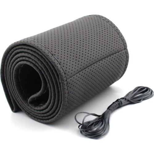 Popular DIY Car Steering Wheel Cover Artificial Leather Hand Sewing with Needle and Thread Black Beige Gray for choice Brand New