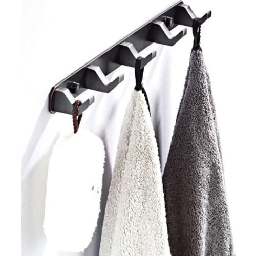 Black Bathroom Robe Hook Brushed Antique Creative Wall Mounted Kitchen Bath Towel Coat Clothes Holder Hang Key Hanger 5 Hooks