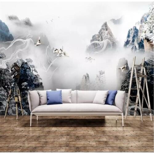 Decorative wallpaper artistic conception ink landscape style background wall painting