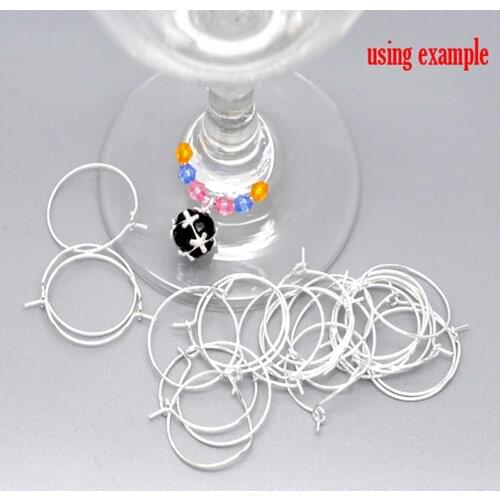 DoreenBeads Silver Plated Zinc Based Alloy Wine Glass Charms Circle Ring Party Decoration 25mm x 20mm, 200 PCs