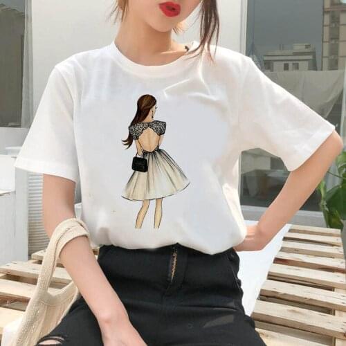 New pretty lady images Printed T Shirts Women harajuku Streetwear Casual Plus Size White T-shirt Summer Short Sleeve Tops Tshirt
