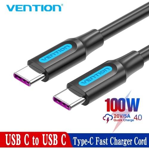 Vention USB C to USB Type C Cable PD Fast Charger Type C Power Data Lead For iPhone12 Samsung S20 Pixel iPad MacBook Redmi Note9