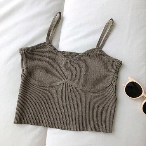Summer Basic Camis Women Crop Top Knitted Elastic Corset Solid Color Cotton Tank Tops Sleeveless T-shirt Female Camisole Cropped