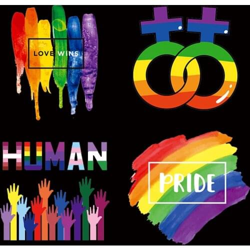 LGBT pride gay Iron on transfers for clothing bisexual badge vinyl transfer patches Stickers on clothes hoodie T shirt washable