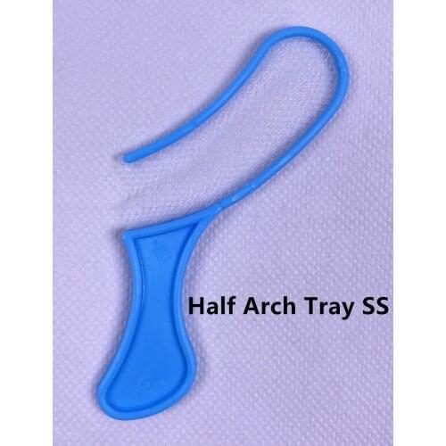 100Pis Denture Tray Dental Half Impression Bite Registration Trays Sideless Triple Mold Net Gauge Blue Disposable Small Model E