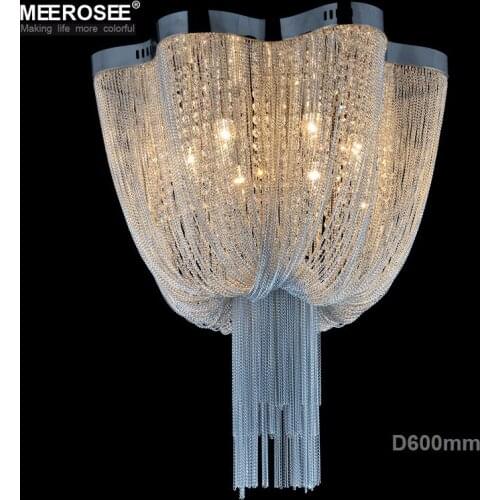 French Chain Chandelier Light Fixture Empire Aluminum Lamp Hanging Suspension Ceiling Lustre Lamp Home Light