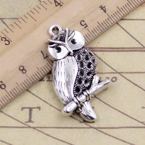 10pcs Charms Owl Standing Branch 41x22mm Tibetan Silver Color Pendants Antique Jewelry Making DIY Handmade Craft Pendant