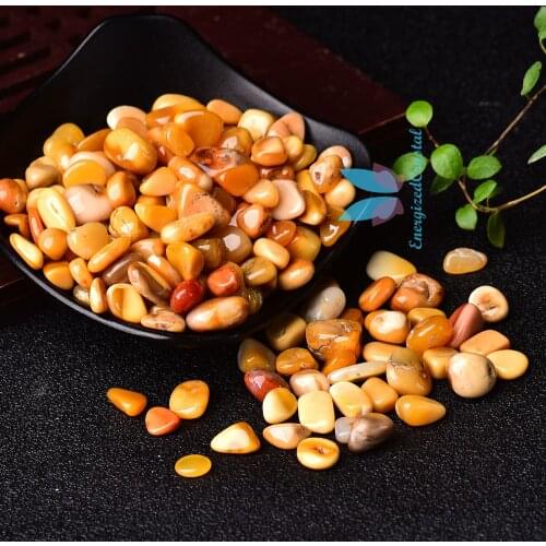 0.44LB Polished Natural Yellow Agate Tumbled Stones Reiki Gravel Crystal Stone Hand-Polished FishTank Decor Mineral Garden Décor