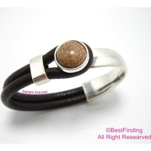 Half cuff clasp 10x5mm Picture stone cabochon Half cuff bracelet findings -RH18