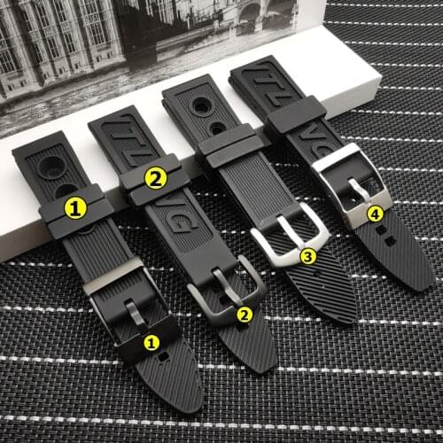 Top quality Silicone Rubber thick Watch band 22mm 24mm Black Watch Strap For navitimer/avenger/Breitling tools free