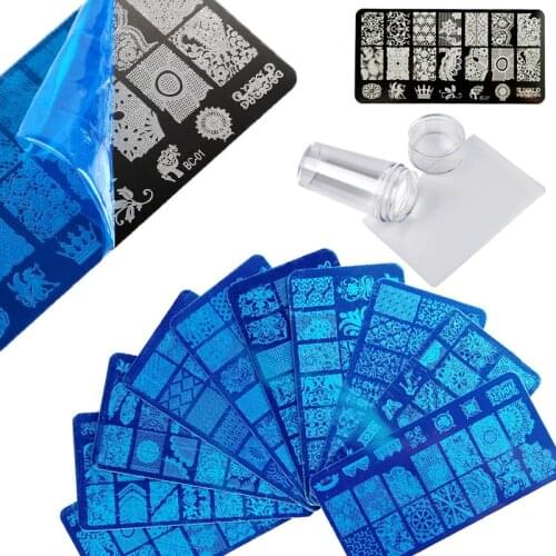 Rubber stamp for nail stamping plates Stamper Scraper with Cap Template All for manicure Top Gel Stamp for Nail Art