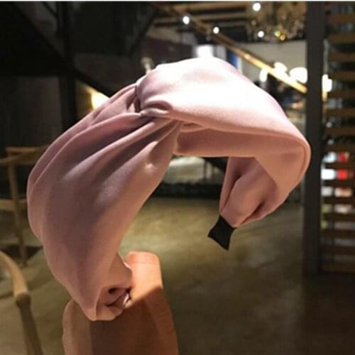 Pink Headband Cross Women Satin Cotton Fabric Hairband Headband Solid Wide Head Band Adults Hair Accessories Hairband Dots