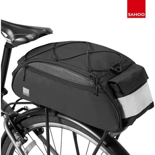 Sahoo Bicycle 10L Trunk Bag Rear Luggage Carrier Pannier Seat Rack Pouch 3 Pockets Light Reflective W/ Shoulder Strap 142092