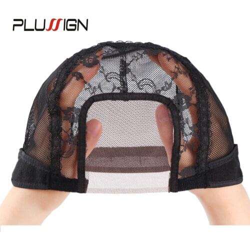 Plussign Black Hairnets Average Size U Part Swiss Wig Cap 1Pcs/Lot Ventilated Wig Cap For Making Wigs With Adjustable Straps
