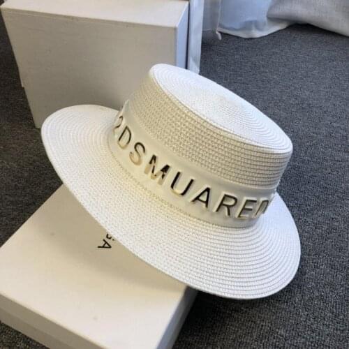 New Summer Sun Hats Women Fashion Girl Straw Hat Ribbon Bow Beach Hat Casual Straw Flat Top Panama Hat Bone Feminino