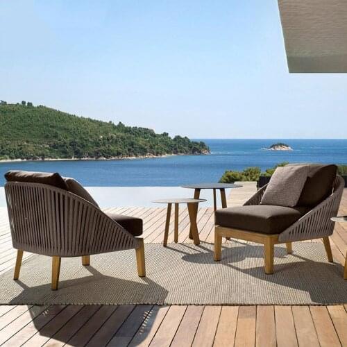 Nordic-Style Outdoor Combination Sofa Outdoor Rattan Chair Small Tea Table Set Courtyard Leisure Living Room Rattan Furniture