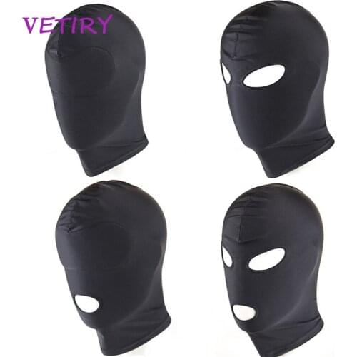 VETIRY Soft Sexy Head Mask Sex Headgear SM Sex Toys for Couple Men Women Hood Mouth Eye Slave Adult Game Restraint Hood Mask
