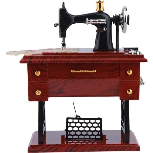Vintage Lockwork Sewing Machine Music Box Musical Boxes Treadle Sartorius Toys Retro Birthday Gift Home Decoration Accessories