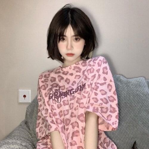 Leopard Printed Women T Shirt Summer Fashion Female T-shirts Casual Short Sleeve Womens Tshirt Harajuku Loose Ladies Tee Tops