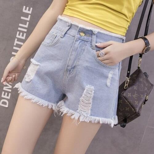 Womens Summer Shorts High Waist Casual Jean Shorts Washed Grind Hole Denim Shorts Ladies Girls Slim Fashion Loose Plus Size 5XL