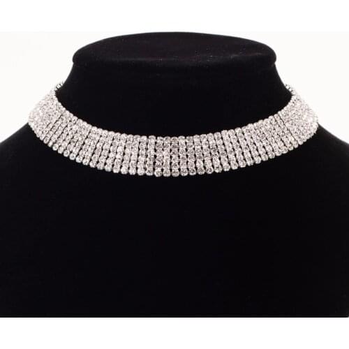 Ladyfirst Rhinestone Choker Crystal Luxury Collar Chokers Necklace Women Chokers Maxi Statement Necklace Jewelry women N305