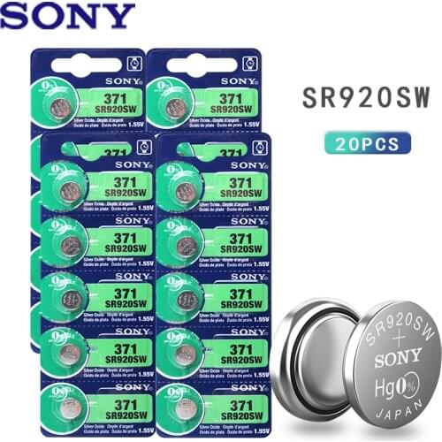 20pc Sony 100% Original AG6 371 SR920SW 920 1.55V Watch Battery CX69 S21 605 SR920SW 371 Button Coin Cell MADE IN JAPAN