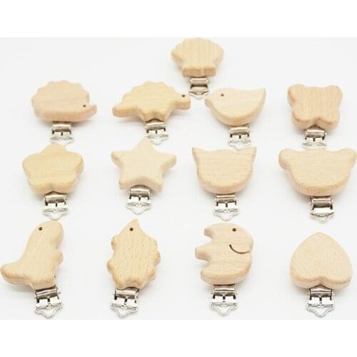 2020 hot New Arrival Lovely Wooden Pacifier Clip Natural Wood Baby Pacifier Clips Dummy Clips DIY Pacifier Chain Accessory